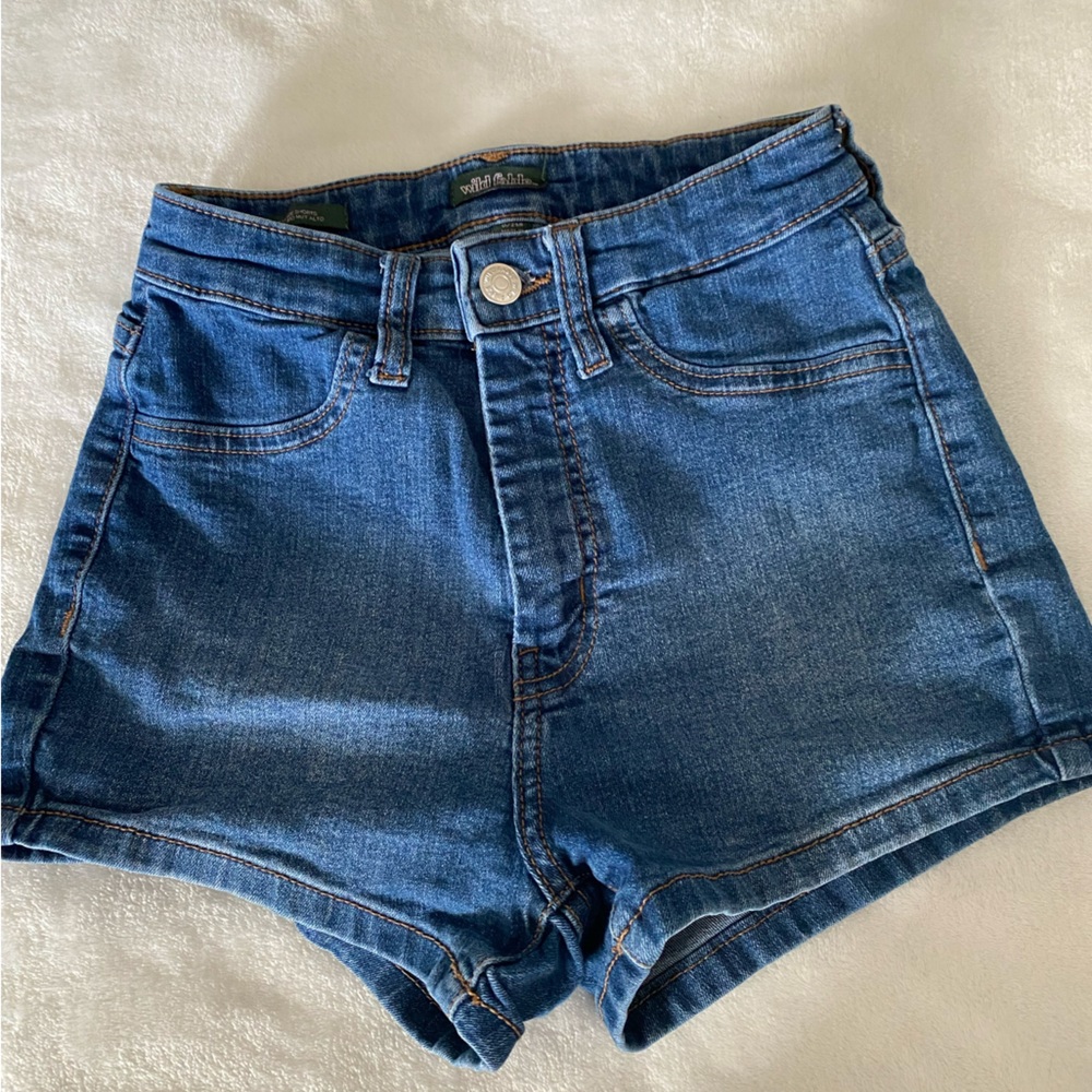 high-waisted blue shorts size 25/0